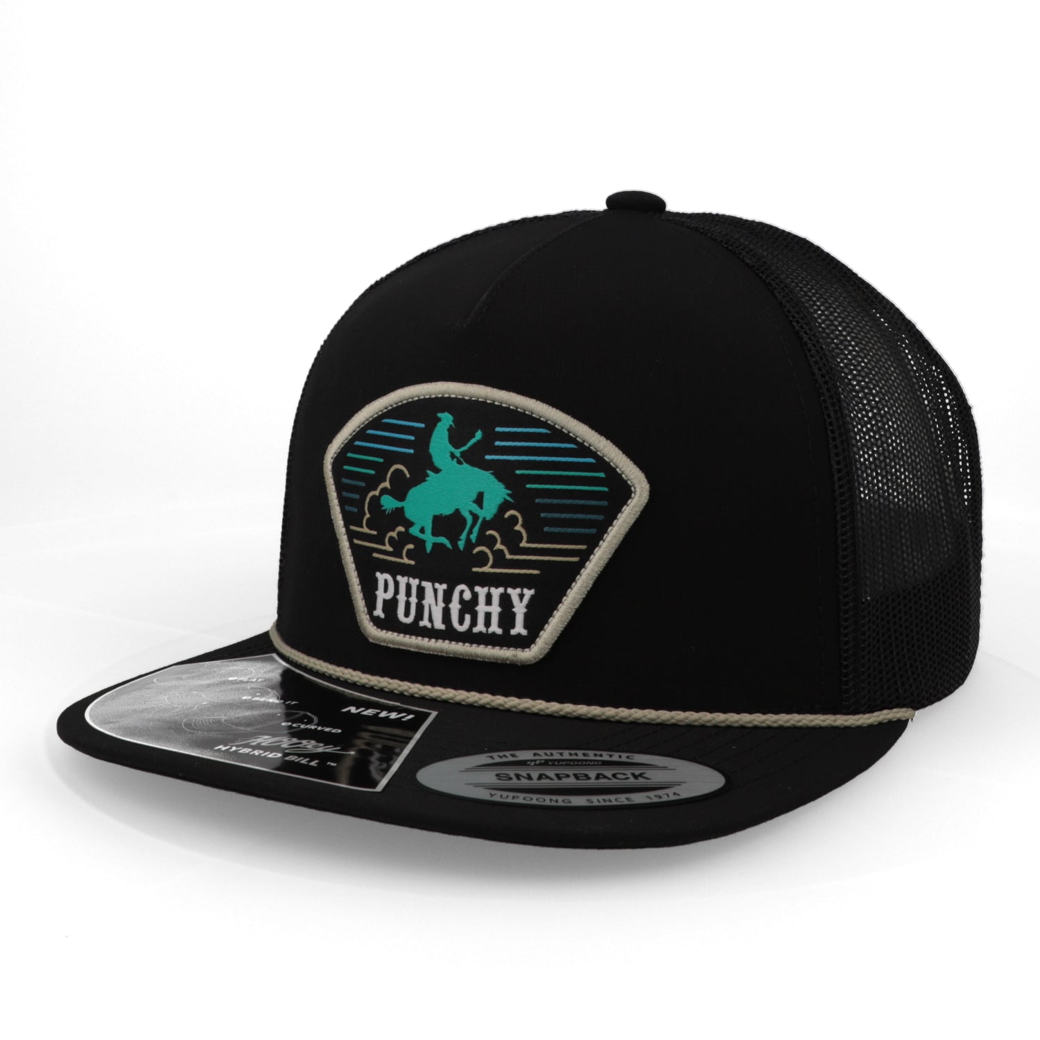 Gorra Hooey Punchy 5 Panel High Profile Negro Unitalla